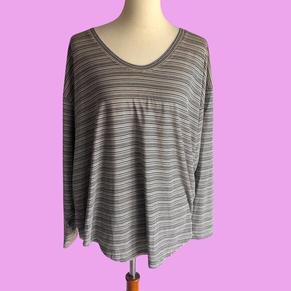 Athleta grey and white striped long sleeve top - Picture 2 of 6